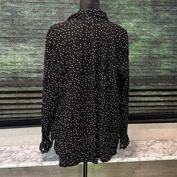 Roxy Black and White Polka Dot Button Down Shirt - Picture 8 of 14